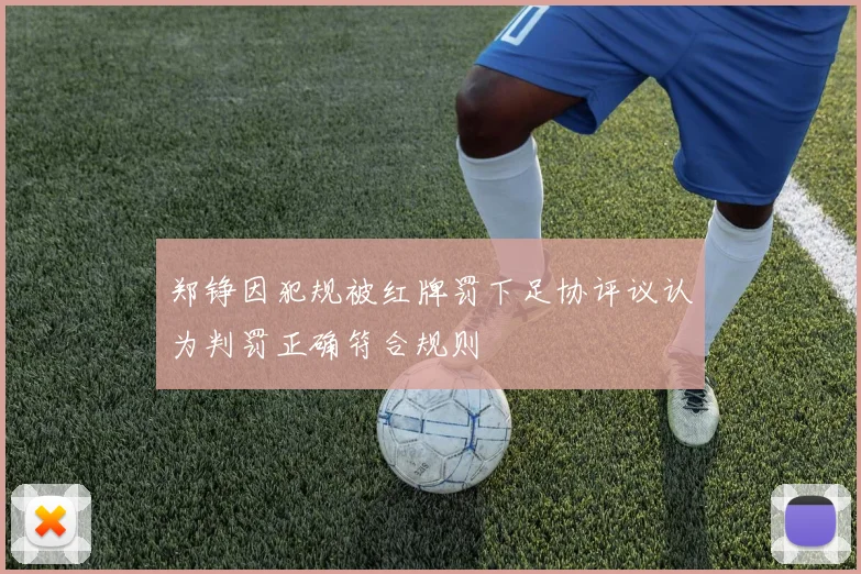 郑铮因犯规被红牌罚下足协评议认为判罚正确符合规则